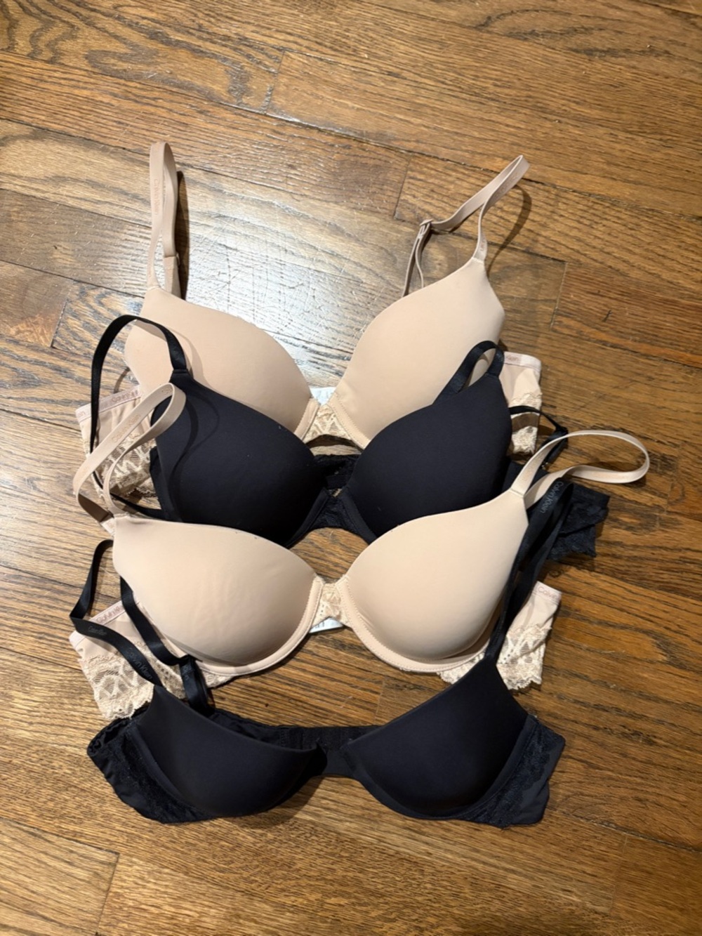 Set of 4 - Calvin Klein Everyday T-Shirt Bra Pack - Nude & Black